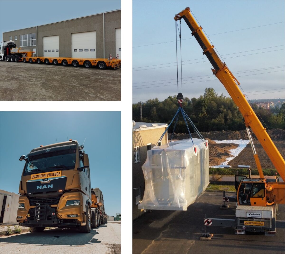Tegljači, prikolice i dizalice za izvanredni i vangabaritni prijevoz.