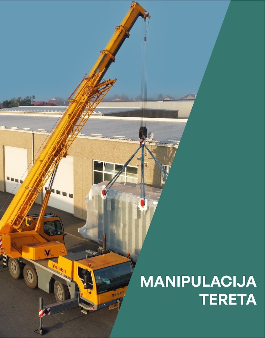 Dizalica Velebit-Prometa pri manipulaciji vangabaritnim industrijskim teretom.