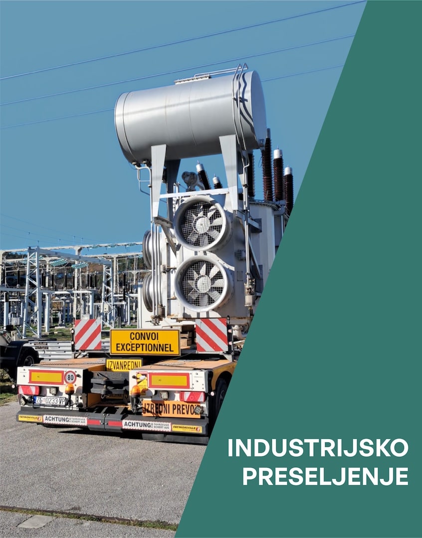 Transport velike industrijske opreme Velebit-Prometa u sklopu industrijskog preseljenja.